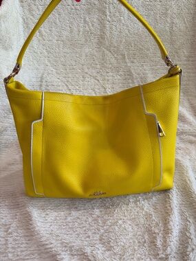 Coach Bright Yellow Pebbled Leather Shoulder Hobo
